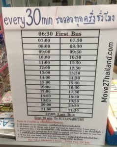 South Pattaya bus station timetable