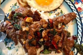 Thai basil with beef and fried egg